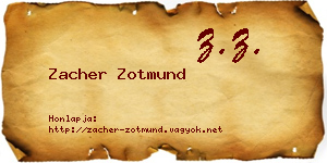 Zacher Zotmund névjegykártya